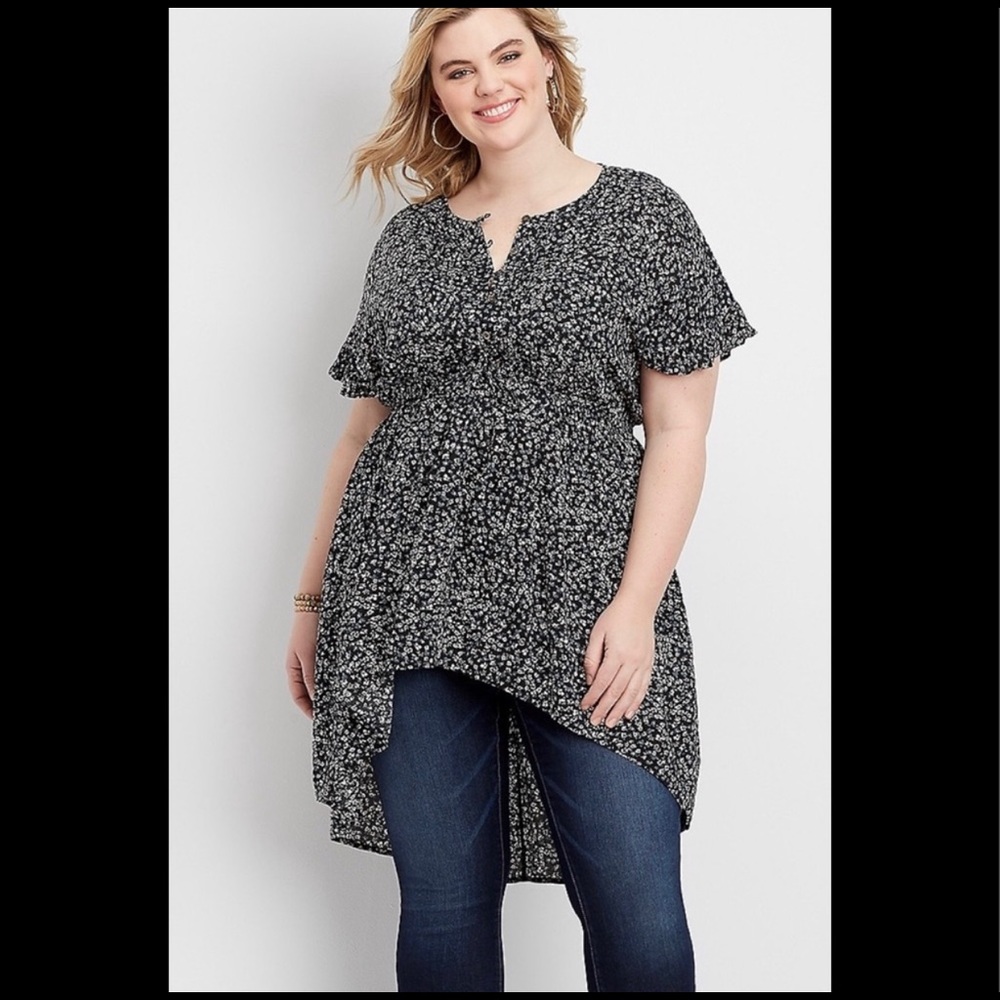 Black and white high low tunic